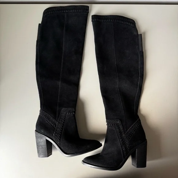Vince Camuto Madolee Over The Knee Black Suede Boots Size 7.5 - Picture 3 of 14